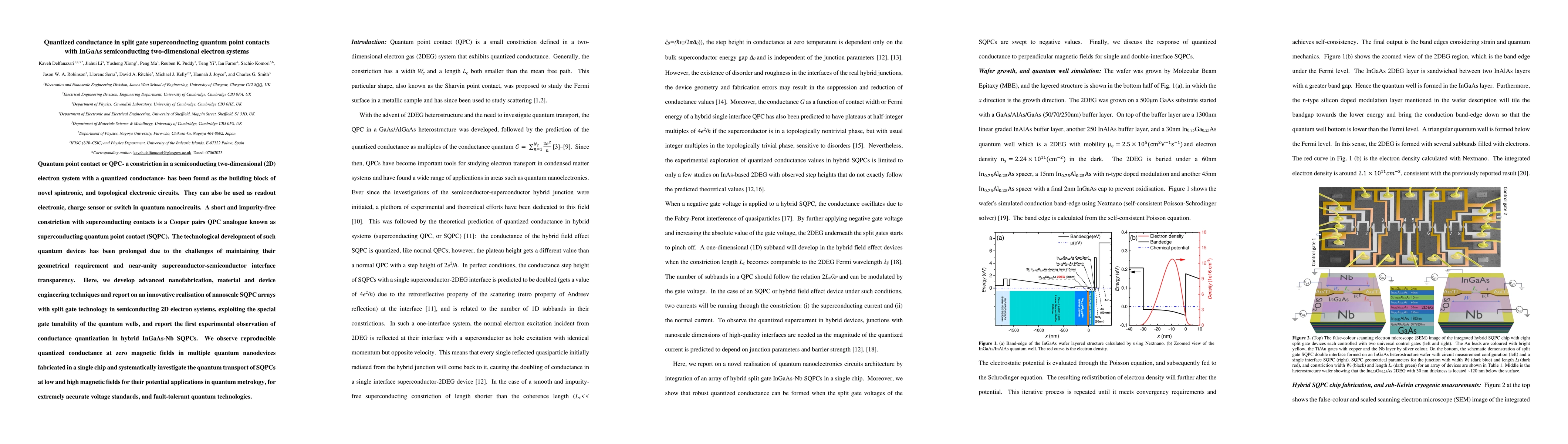 Thumbnail for Quantized conductance in split gate superconducting quantum point
  contacts with InGaAs semiconducting two-dimensional electron systems
