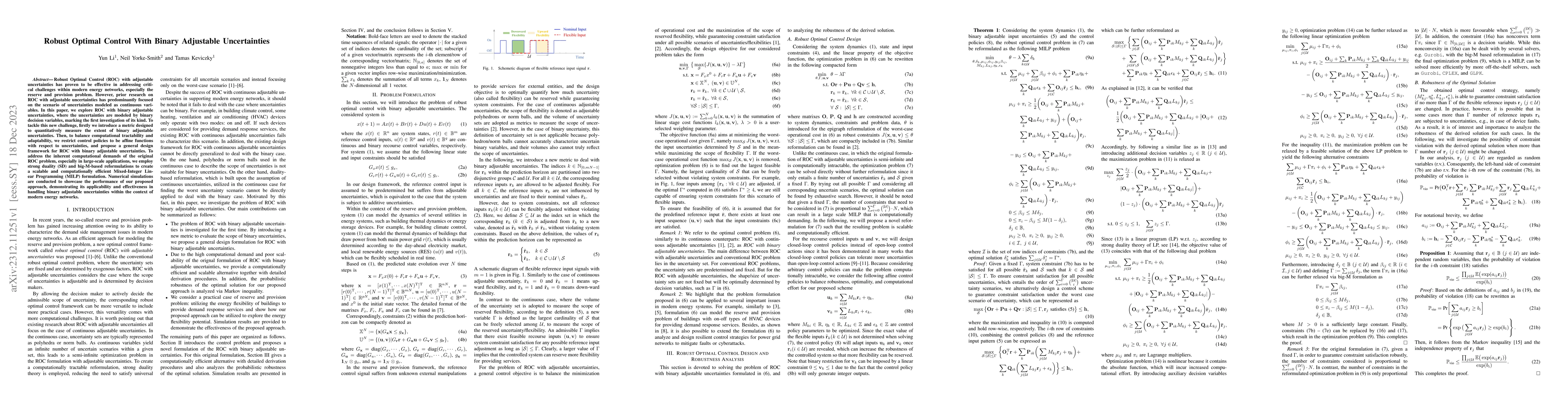 Thumbnail for Robust Optimal Control With Binary Adjustable Uncertainties