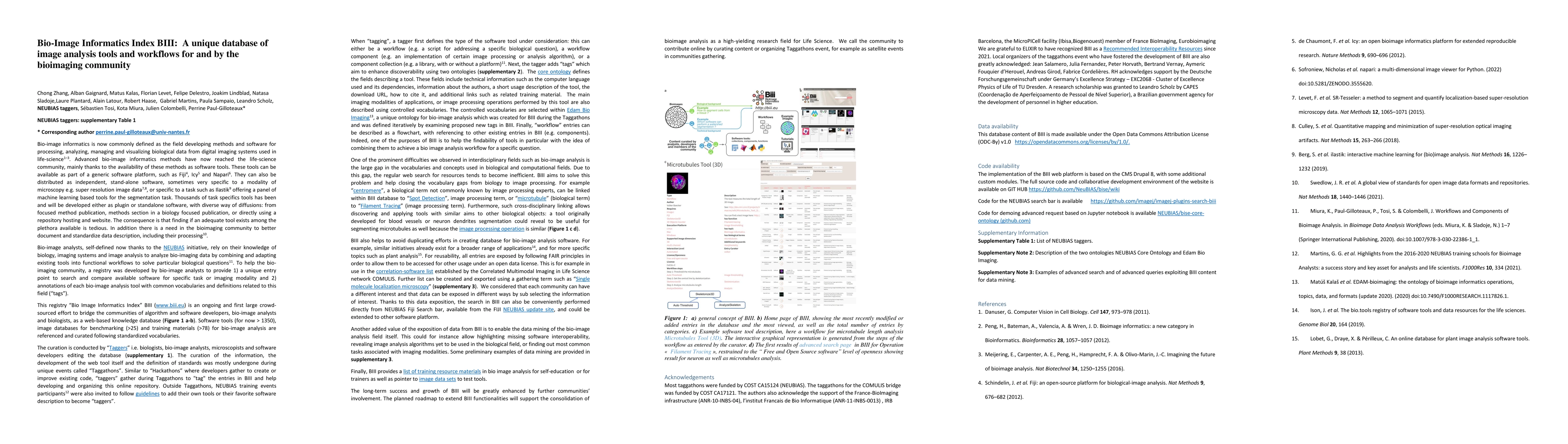 Thumbnail for Bio-Image Informatics Index BIII: A unique database of image analysis
  tools and workflows for and by the bioimaging community