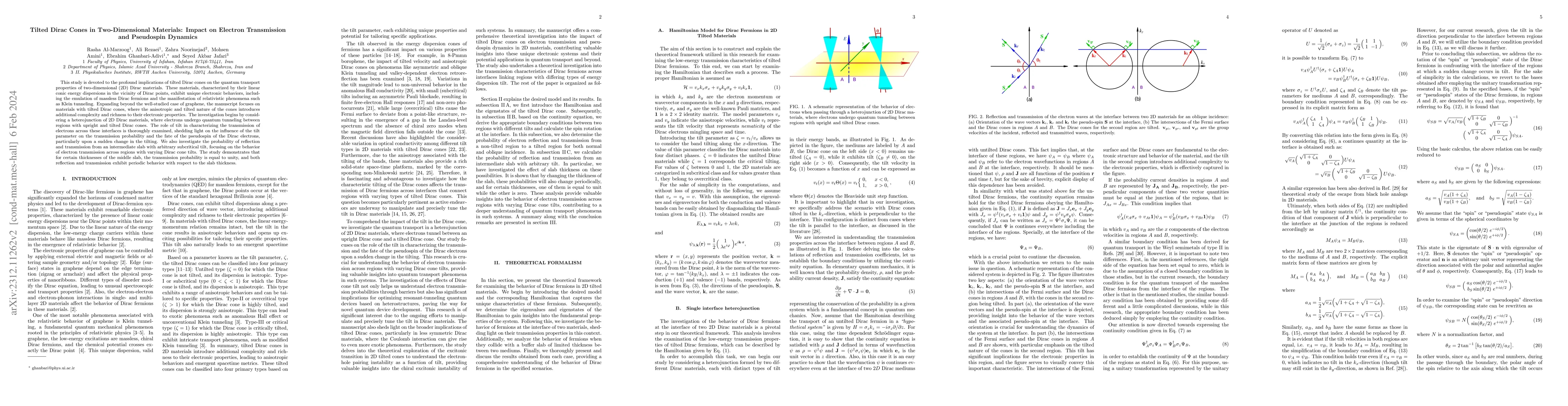 Thumbnail for Tilted Dirac Cones in Two-Dimensional Materials: Impact on Electron
  Transmission and Pseudospin Dynamics
