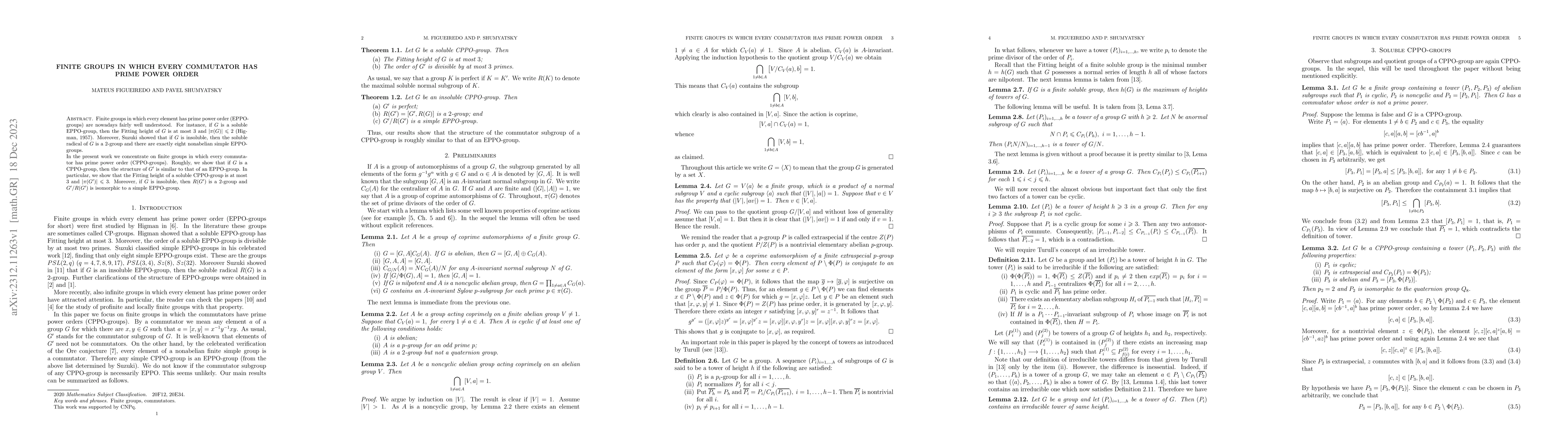 Thumbnail for Finite groups in which every commutator has prime power order