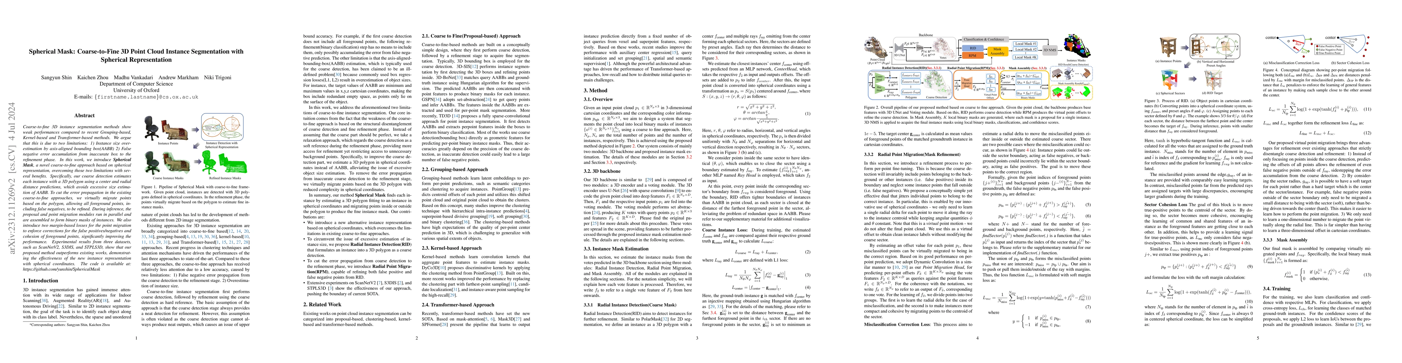 Thumbnail for Spherical Mask: Coarse-to-Fine 3D Point Cloud Instance Segmentation with
  Spherical Representation