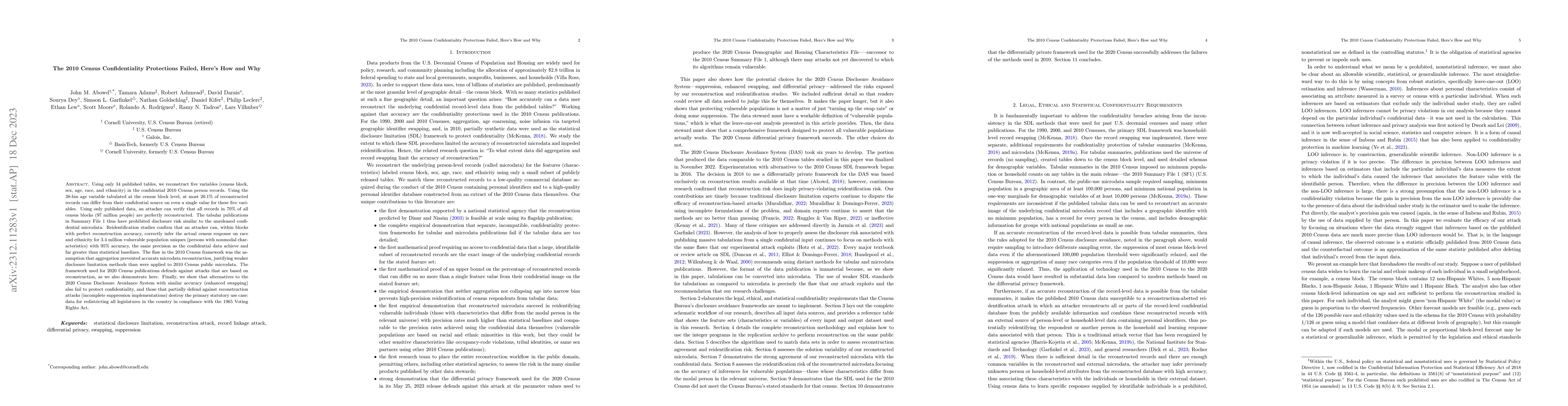 Thumbnail for The 2010 Census Confidentiality Protections Failed, Here's How and Why