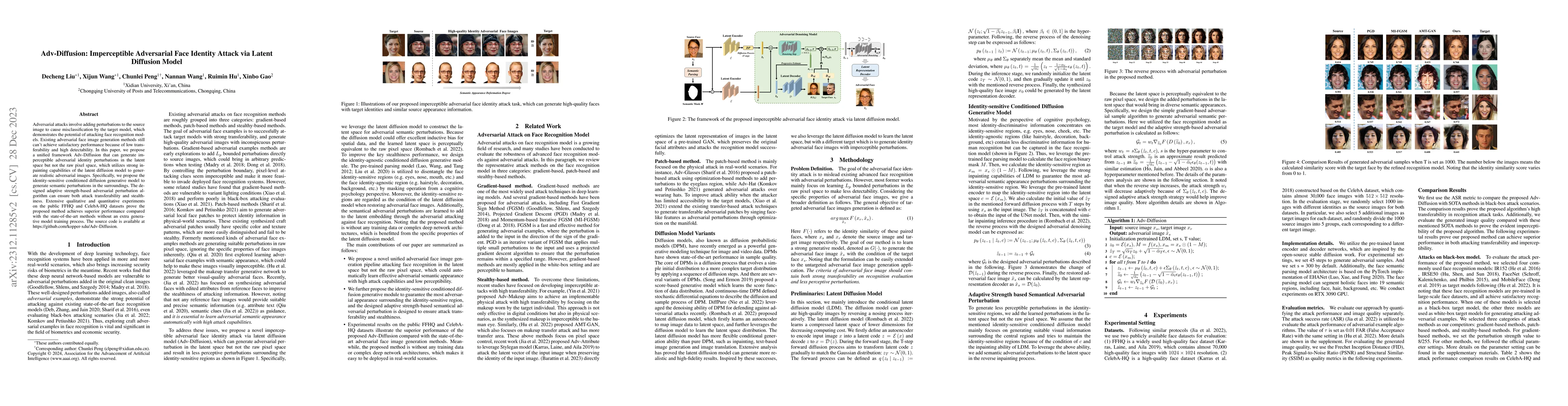 Thumbnail for Adv-Diffusion: Imperceptible Adversarial Face Identity Attack via Latent
  Diffusion Model