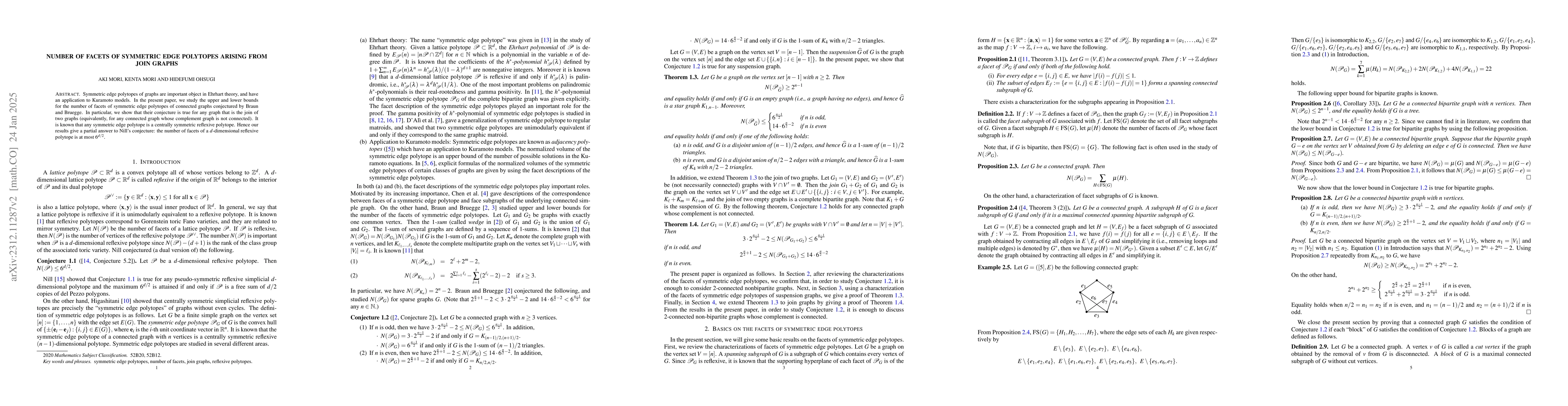 Thumbnail for Number of facets of symmetric edge polytopes arising from join graphs