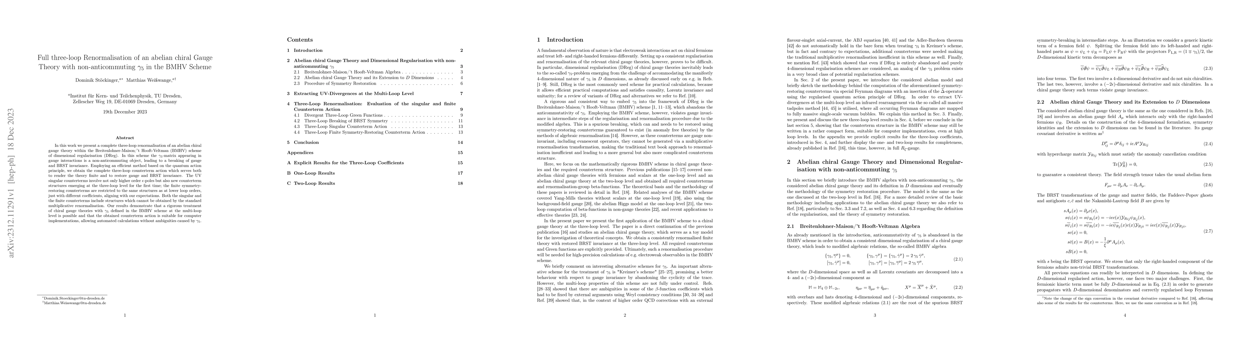 Thumbnail for Full three-loop Renormalisation of an abelian chiral Gauge Theory with
  non-anticommuting $\gamma_5$ in the BMHV Scheme