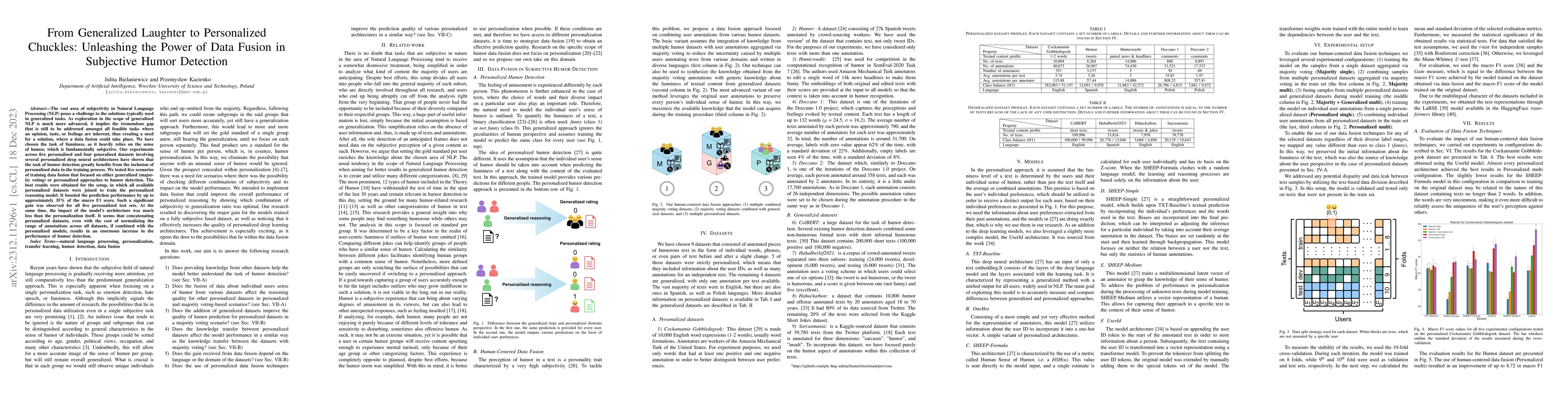 Thumbnail for From Generalized Laughter to Personalized Chuckles: Unleashing the Power
  of Data Fusion in Subjective Humor Detection
