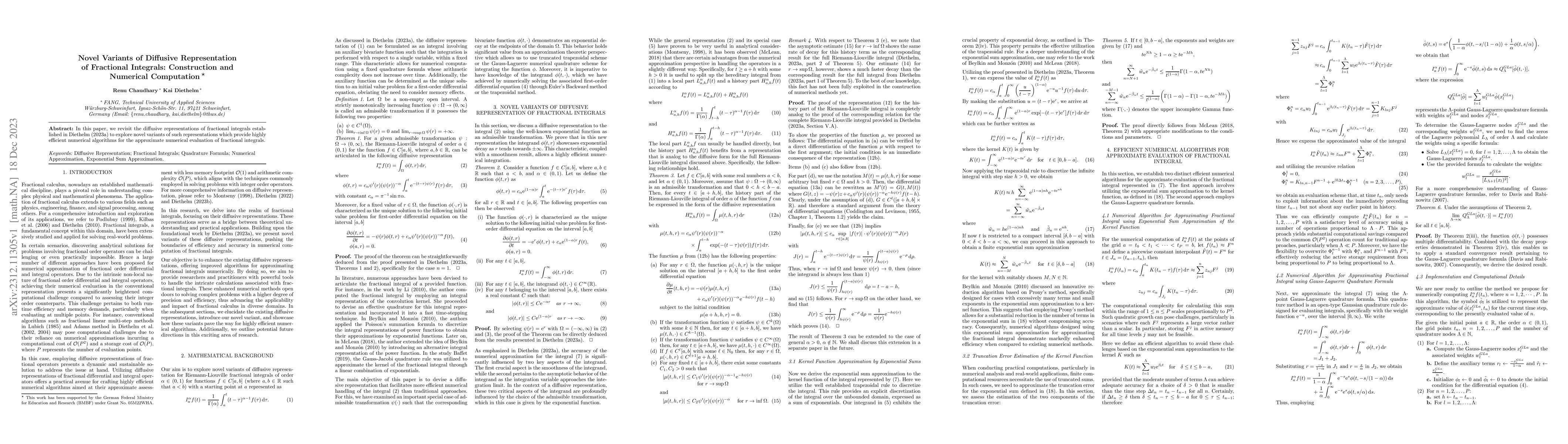 Thumbnail for Novel Variants of Diffusive Representation of Fractional Integrals:
  Construction and Numerical Computation