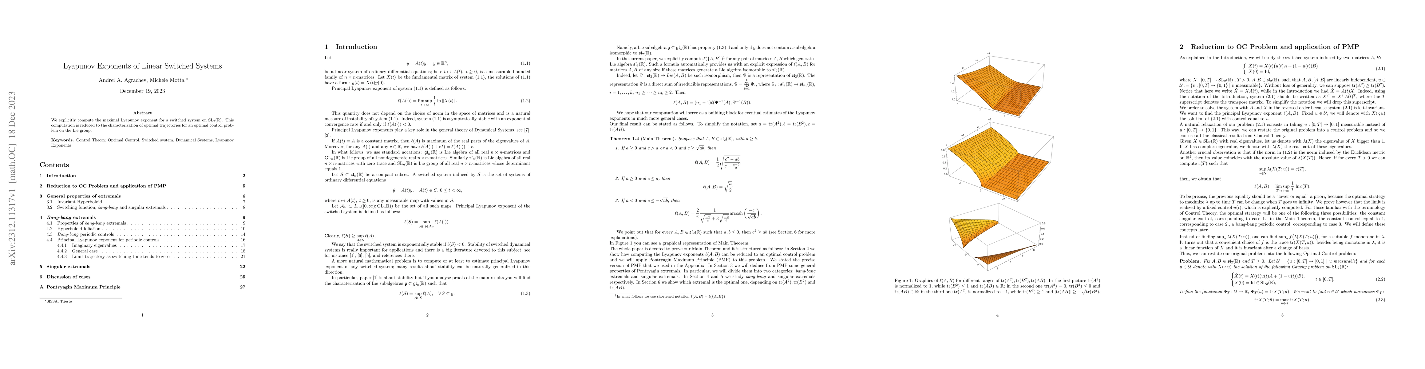Thumbnail for Lyapunov Exponents of Linear Switched Systems