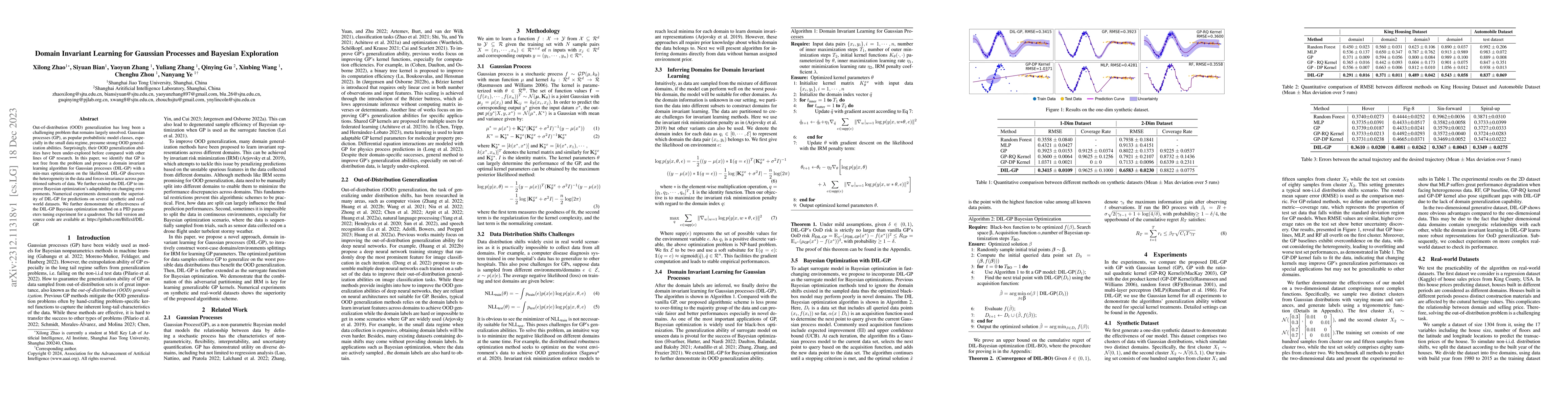 Thumbnail for Domain Invariant Learning for Gaussian Processes and Bayesian
  Exploration