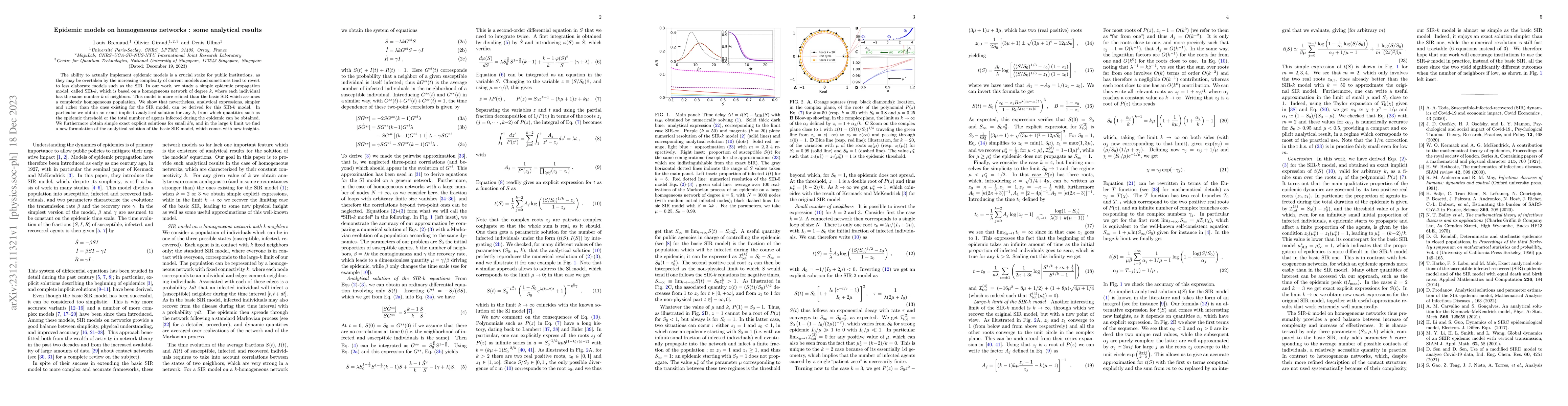 Thumbnail for Epidemic models on homogeneous networks : some analytical results