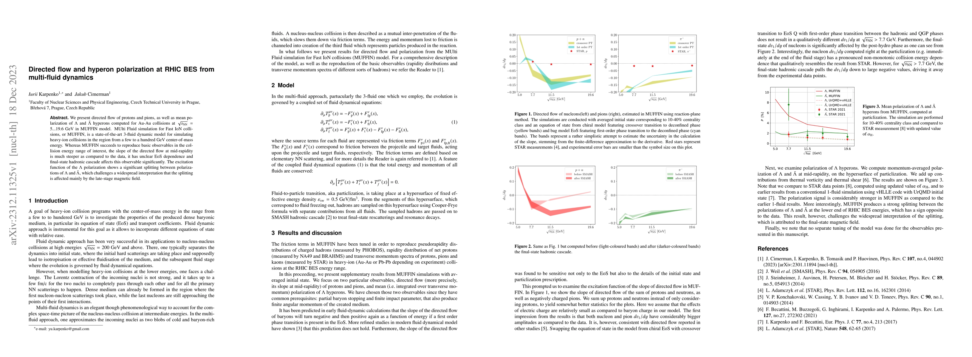 Thumbnail for Directed flow and hyperon polarization at RHIC BES from multi-fluid
  dynamics