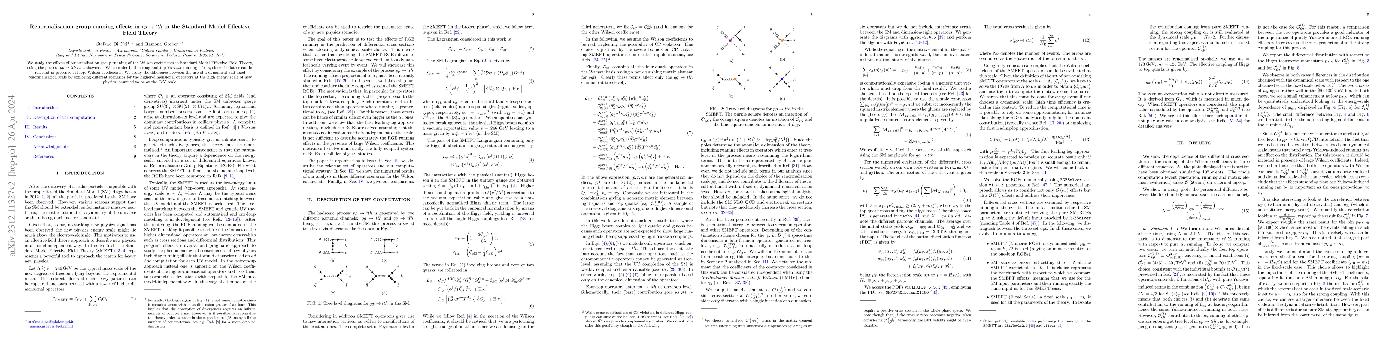 Thumbnail for Renormalisation group running effects in $pp\to t\bar{t}h$ in the
  Standard Model Effective Field Theory