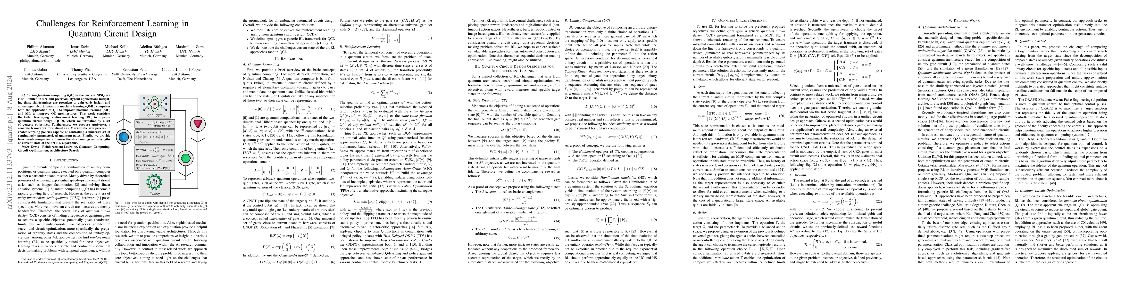 Thumbnail for Challenges for Reinforcement Learning in Quantum Circuit Design