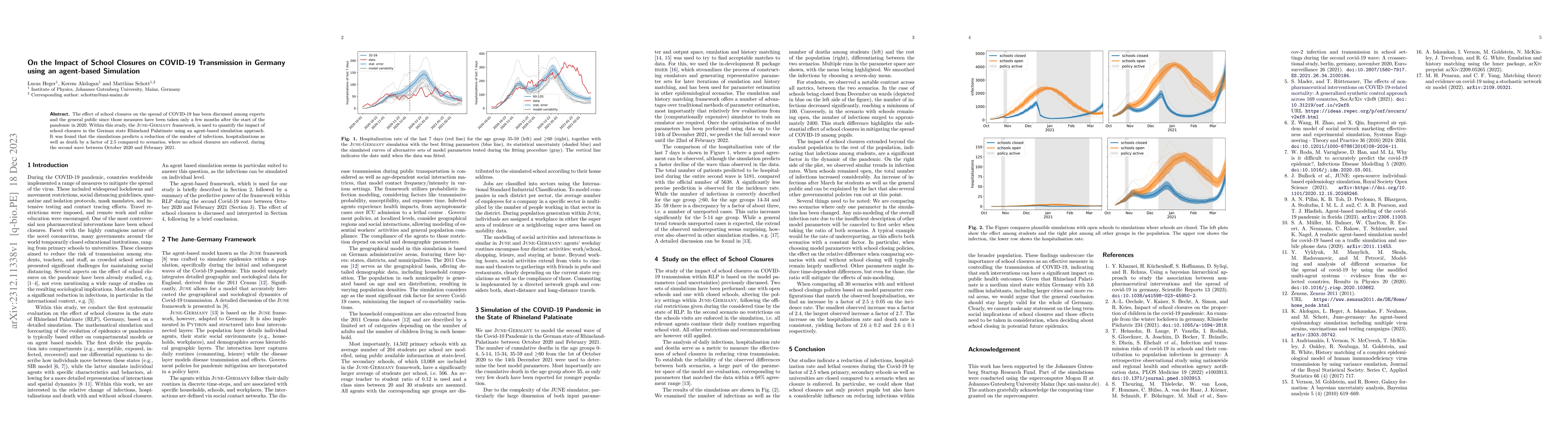 Thumbnail for On the Impact of School Closures on COVID-19 Transmission in Germany
  using an agent-based Simulation
