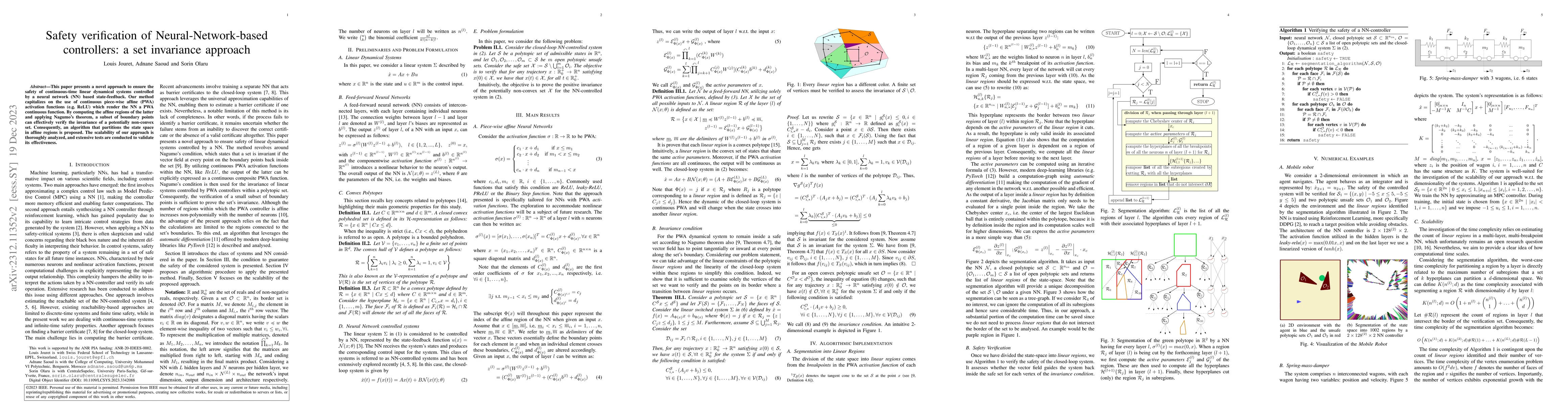 Thumbnail for Safety verification of Neural-Network-based controllers: a set
  invariance approach