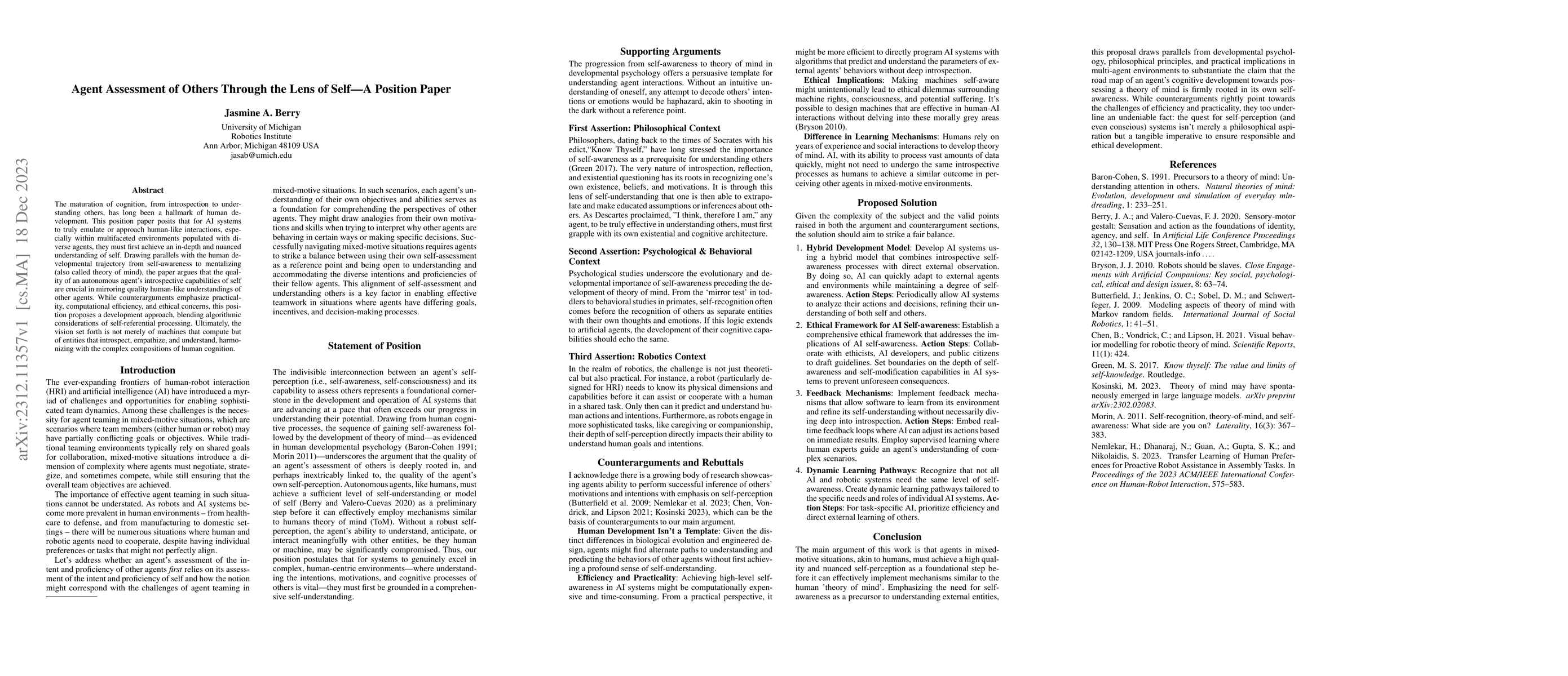 Thumbnail for Agent Assessment of Others Through the Lens of Self