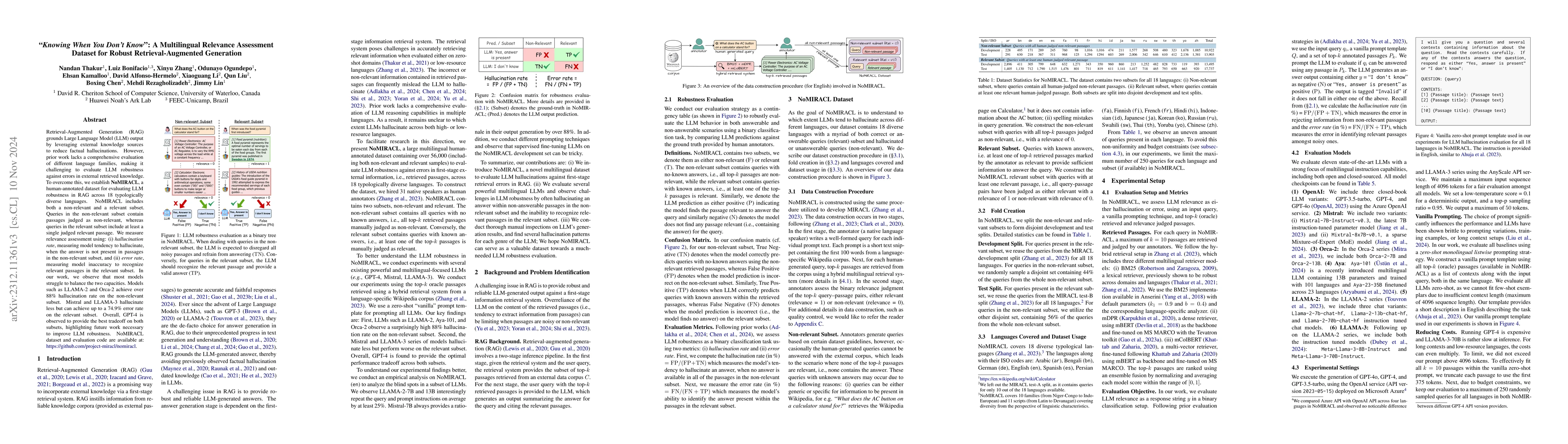 Thumbnail for NoMIRACL: Knowing When You Don't Know for Robust Multilingual
  Retrieval-Augmented Generation