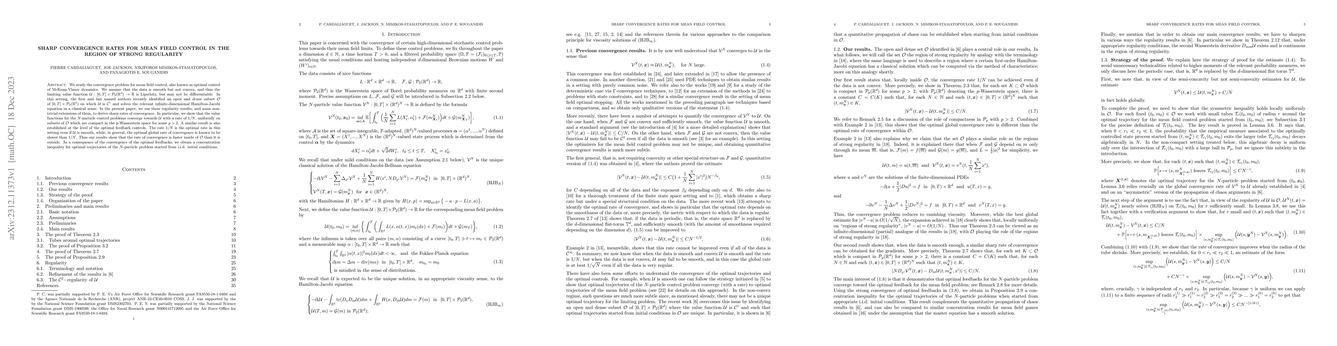 Thumbnail for Sharp convergence rates for mean field control in the region of strong
  regularity
