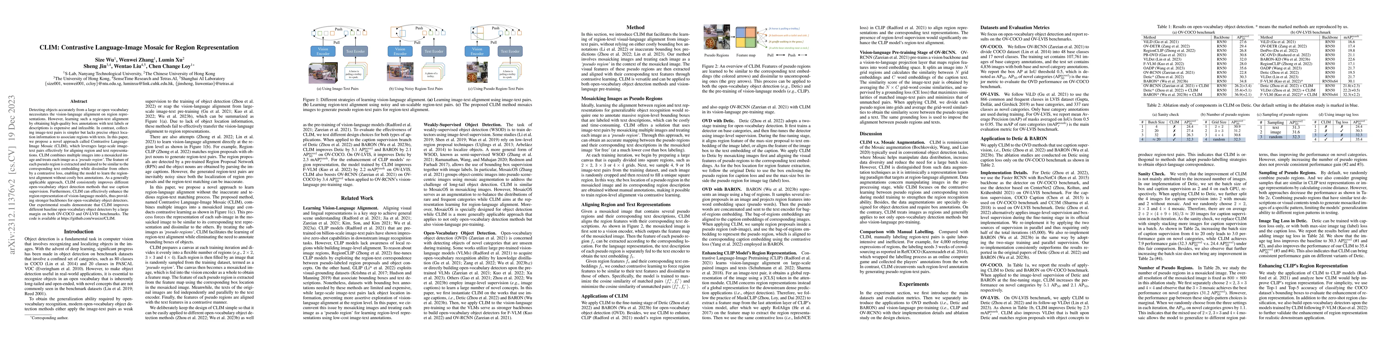 Thumbnail for CLIM: Contrastive Language-Image Mosaic for Region Representation