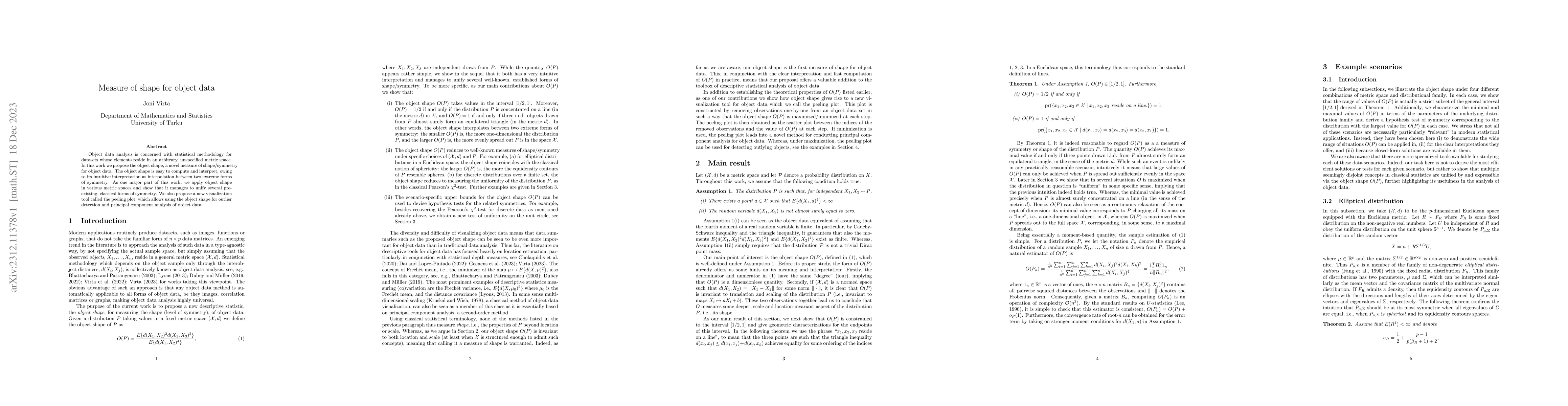 Thumbnail for Measure of shape for object data