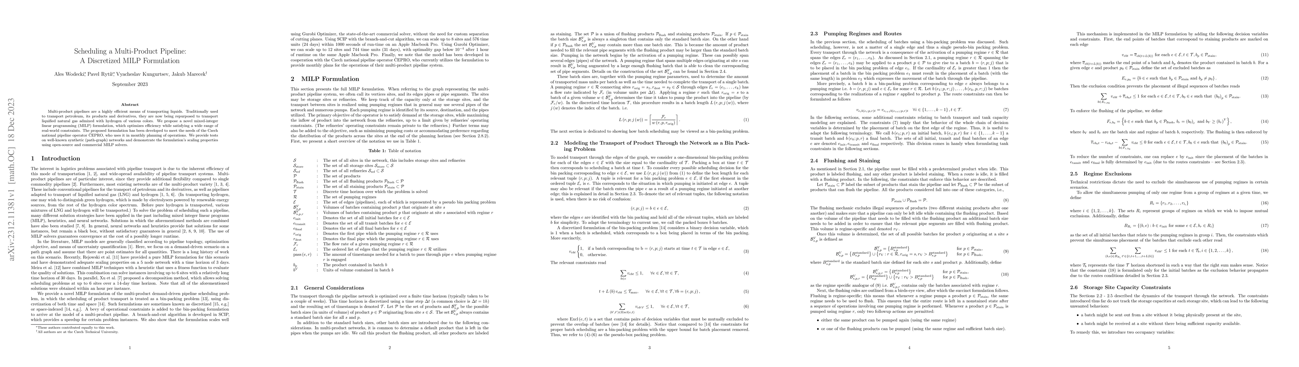 Thumbnail for Scheduling a Multi-Product Pipeline: A Discretized MILP Formulation