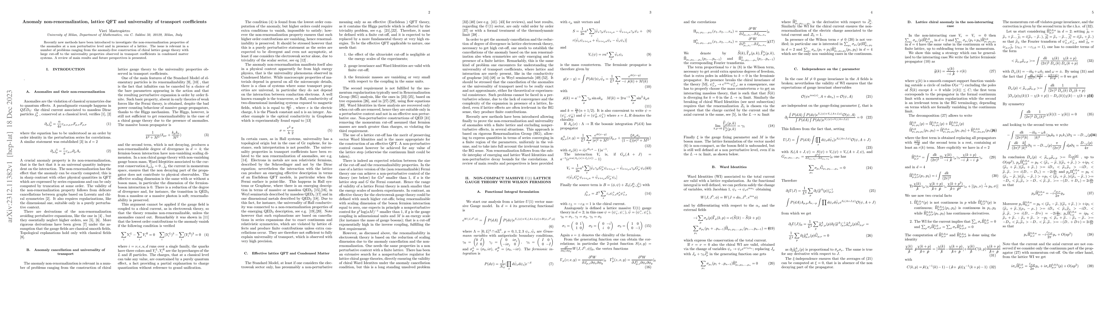 Thumbnail for Anomaly non-renormalization, lattice QFT and universality of transport
  coefficients
