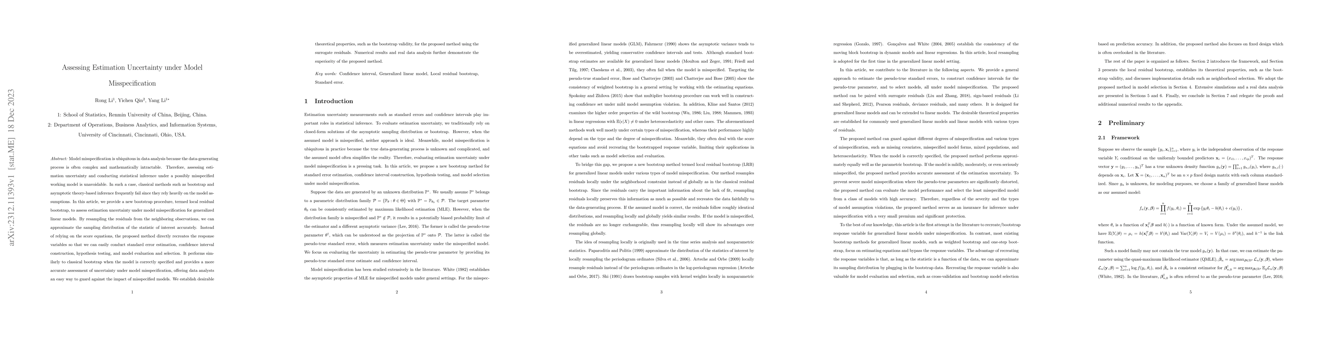 Thumbnail for Assessing Estimation Uncertainty under Model Misspecification