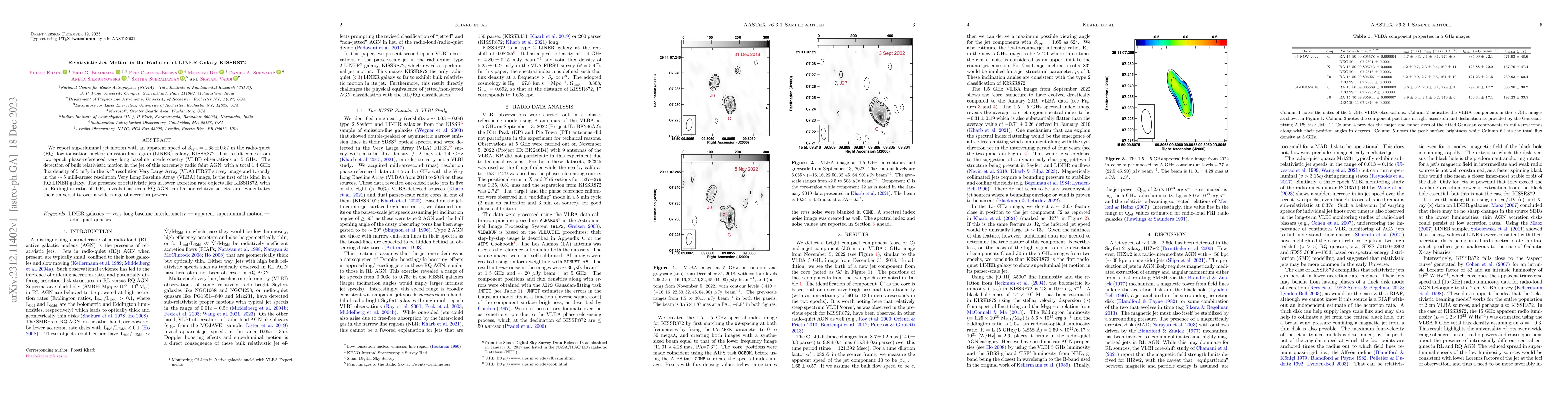 Thumbnail for Relativistic Jet Motion in the Radio-quiet LINER Galaxy KISSR872