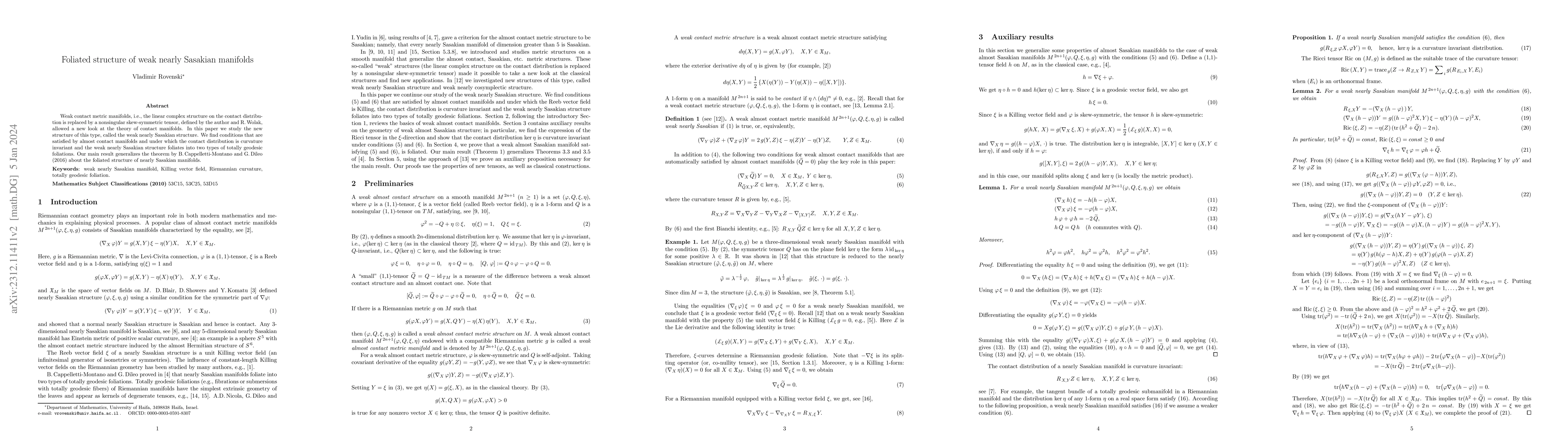 Thumbnail for Foliated structure of weak nearly Sasakian manifolds