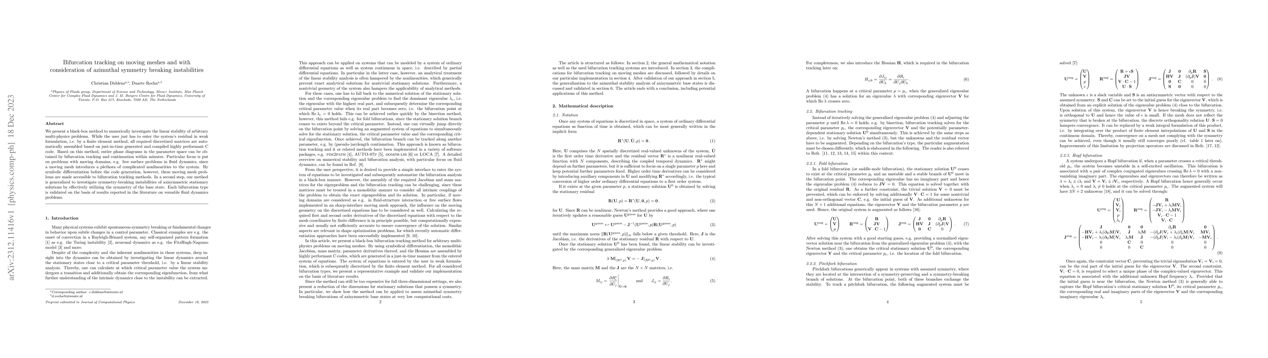 Thumbnail for Bifurcation tracking on moving meshes and with consideration of
  azimuthal symmetry breaking instabilities