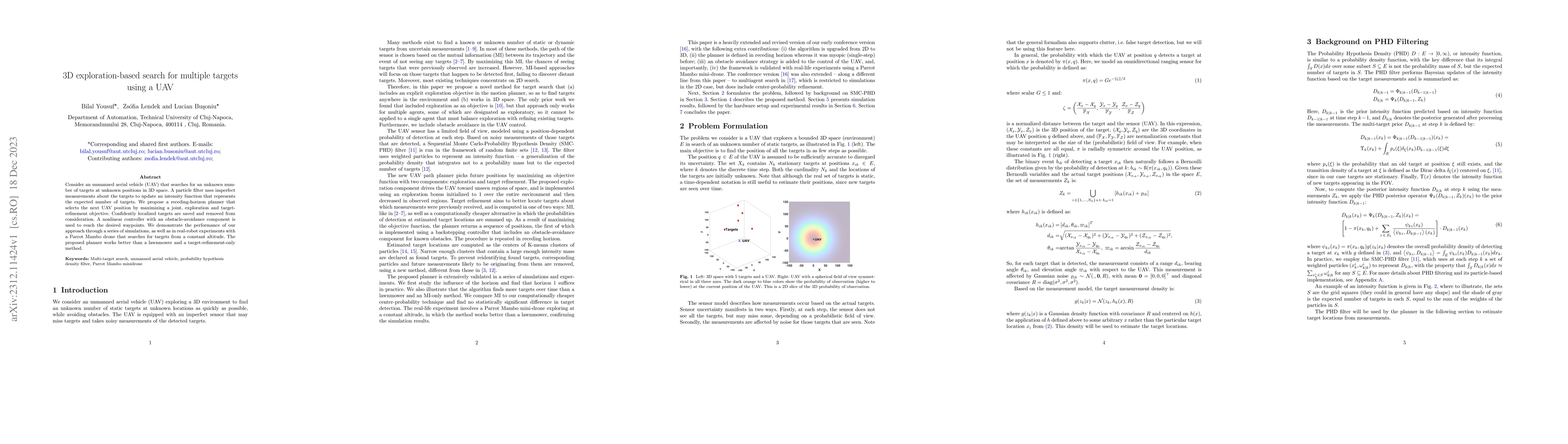 Thumbnail for 3D exploration-based search for multiple targets using a UAV