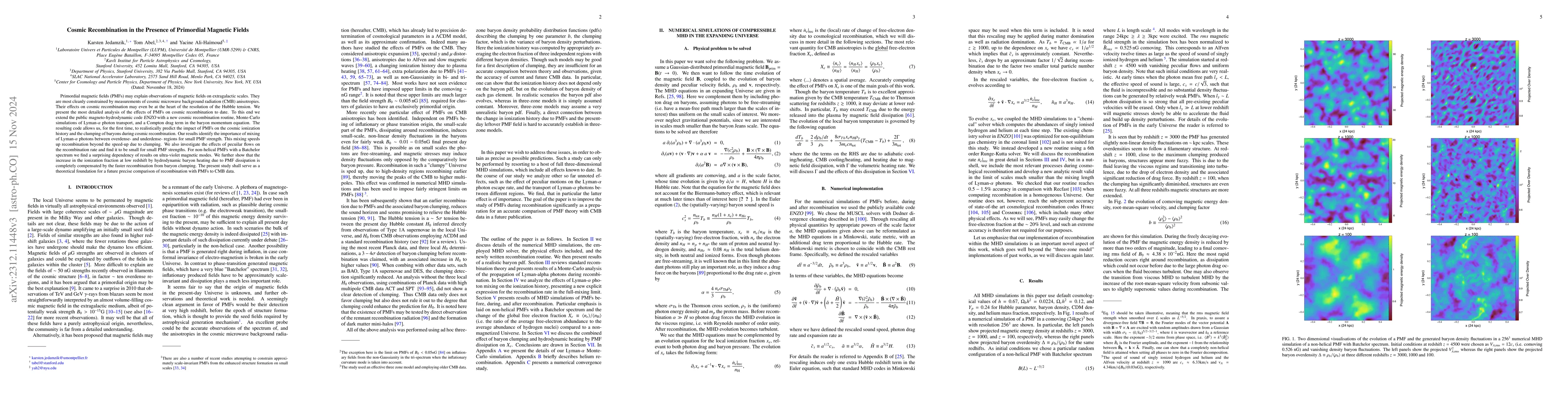 Thumbnail for Cosmic Recombination in the Presence of Primordial Magnetic Fields