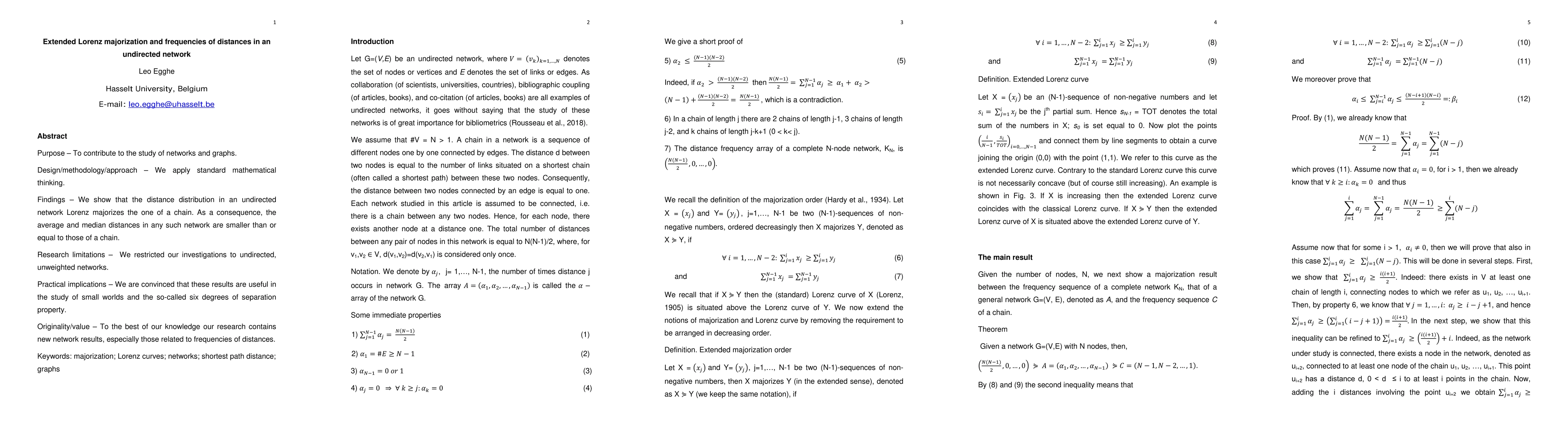 Thumbnail for Extended Lorenz majorization and frequencies of distances in an
  undirected network