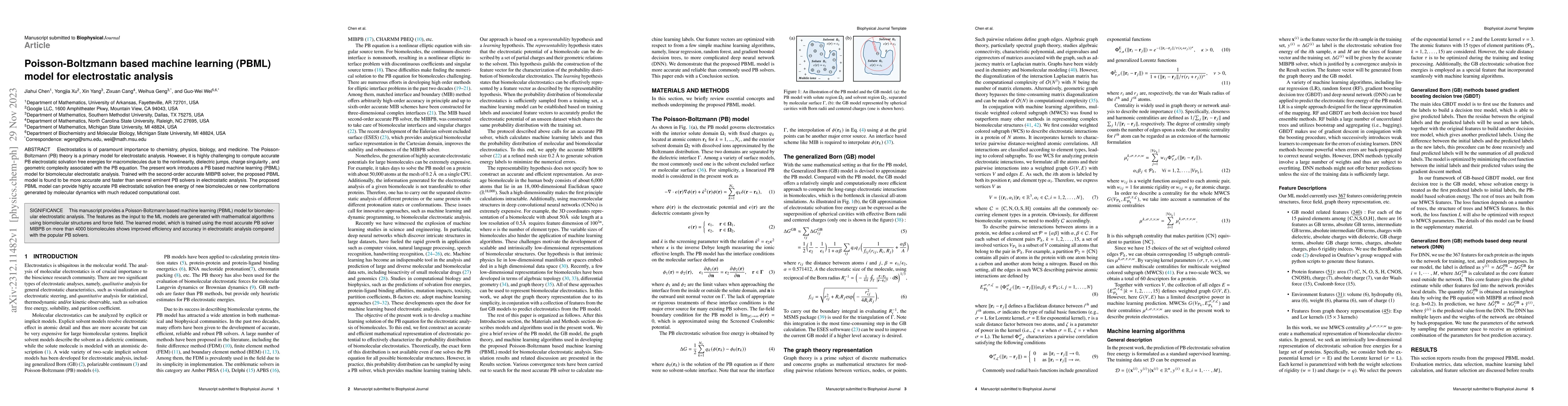 Thumbnail for Poisson-Boltzmann based machine learning (PBML) model for electrostatic
  analysis