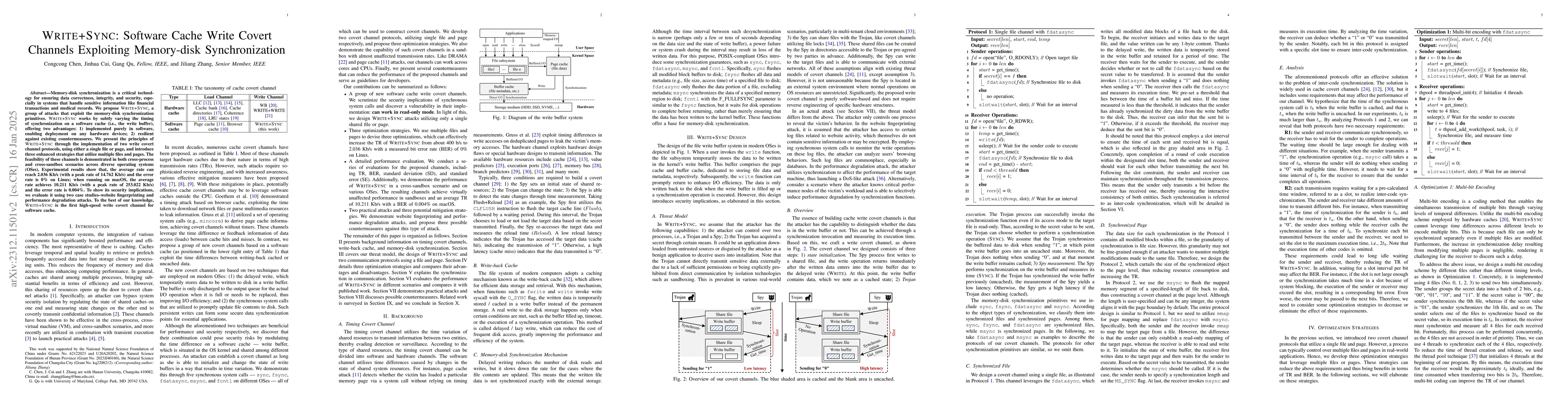 Thumbnail for SYNC+SYNC: Software Cache Write Covert Channels Exploiting Memory-disk
  Synchronization