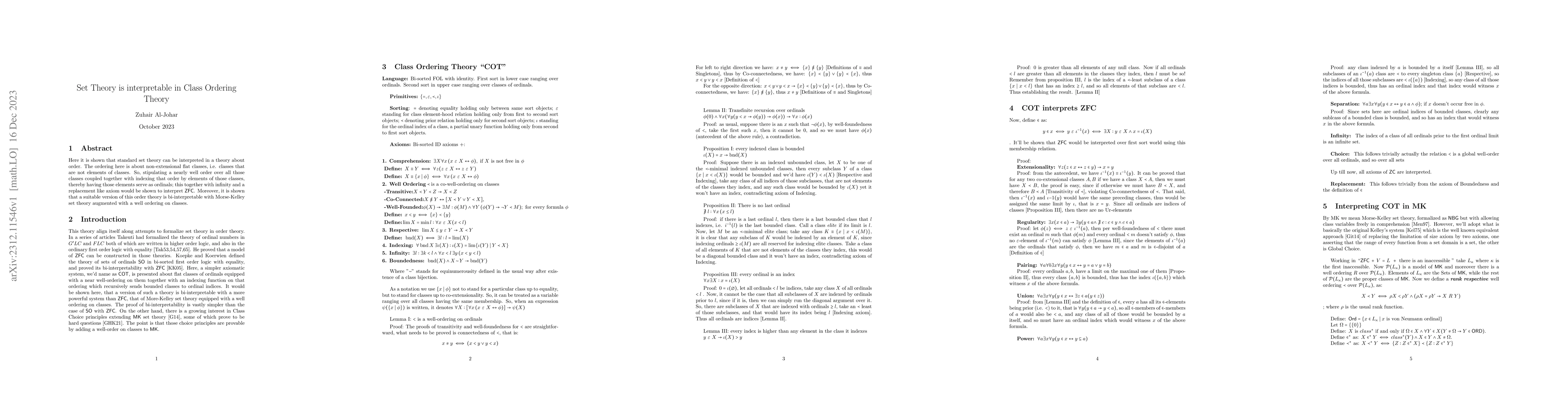 Thumbnail for Set Theory is interpretable in Class Ordering Theory