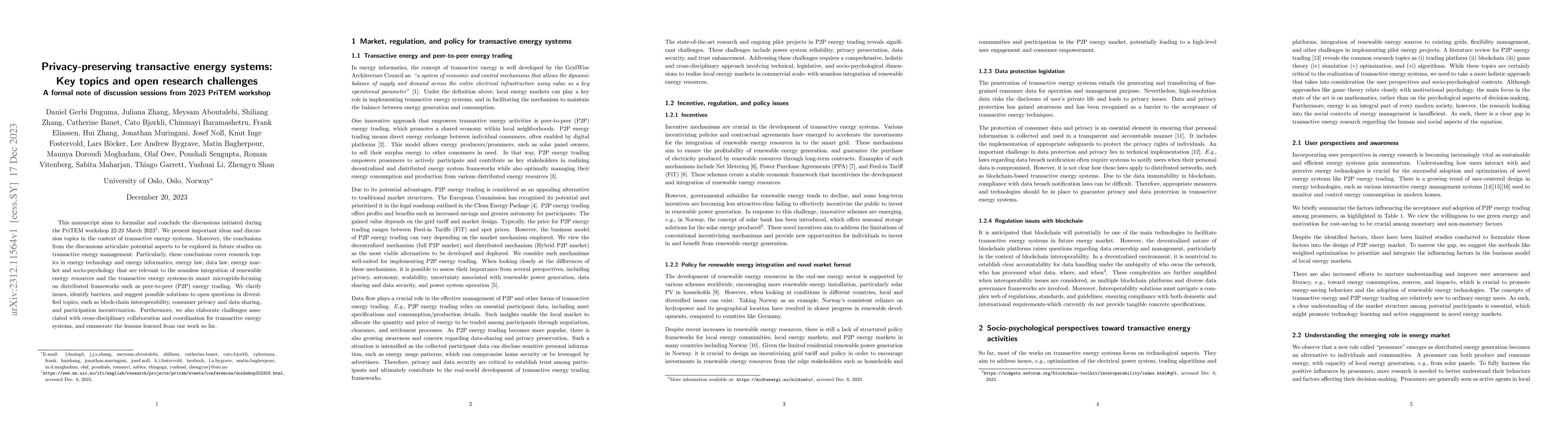 Thumbnail for Privacy-preserving transactive energy systems: Key topics and open
  research challenges