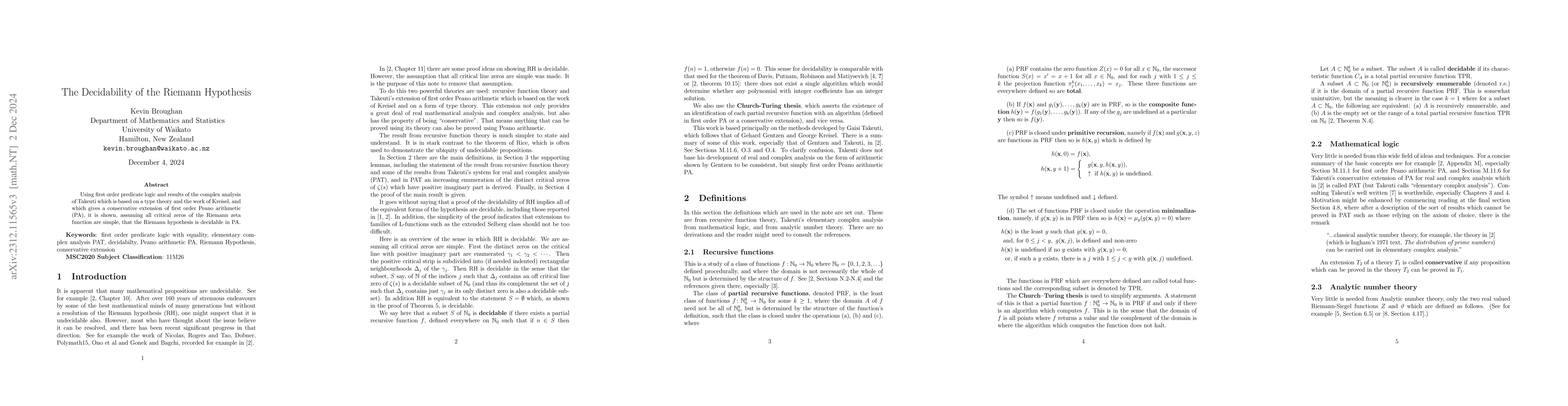 Thumbnail for The Decidability of the Riemann Hypothesis