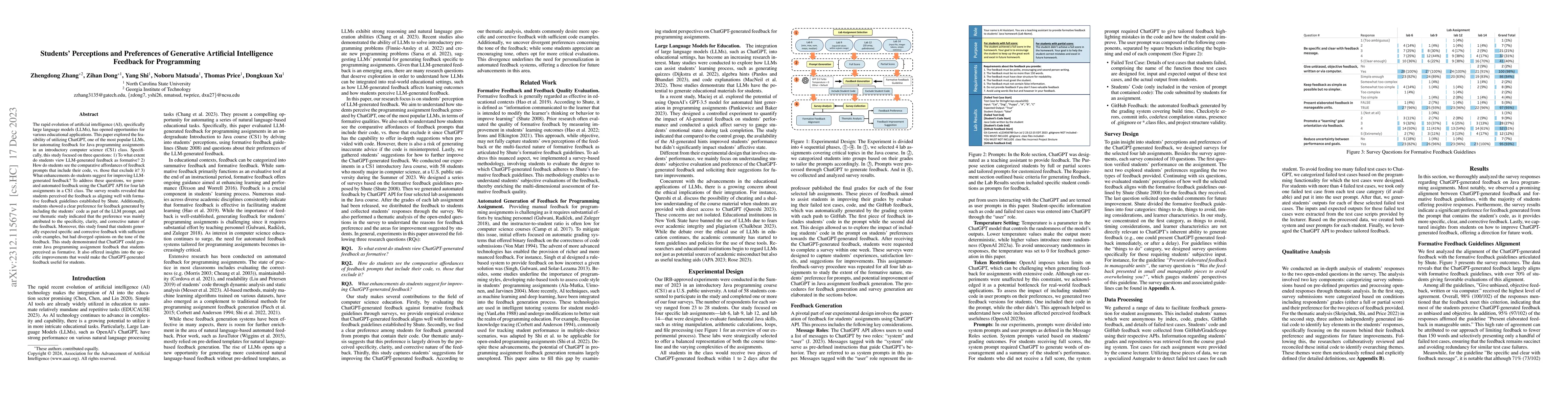 Thumbnail for Students' Perceptions and Preferences of Generative Artificial
  Intelligence Feedback for Programming