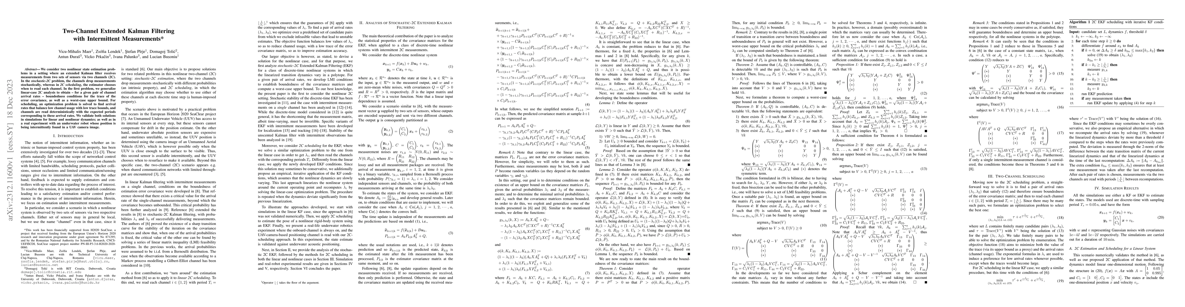 Thumbnail for Two-Channel Extended Kalman Filtering with Intermittent Measurements
