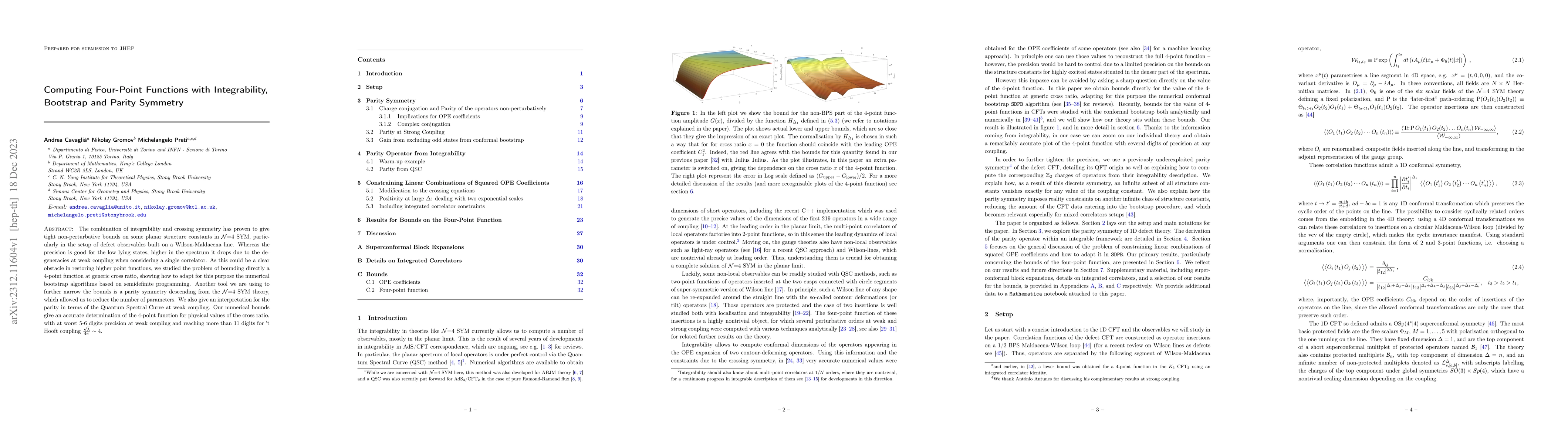 Thumbnail for Computing Four-Point Functions with Integrability, Bootstrap and Parity
  Symmetry