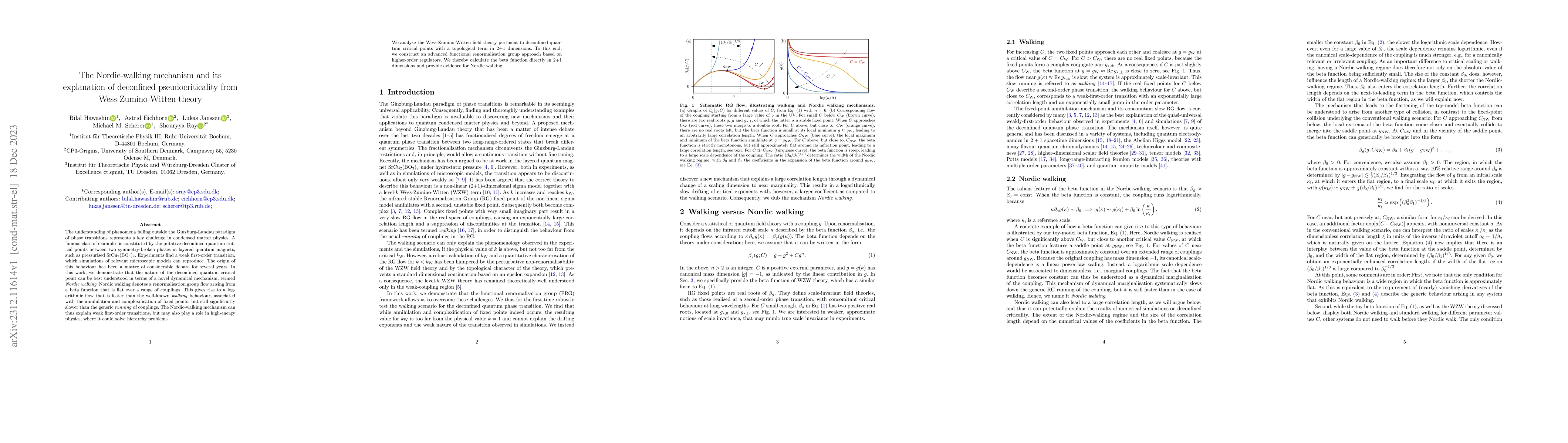 Thumbnail for The Nordic-walking mechanism and its explanation of deconfined
  pseudocriticality from Wess-Zumino-Witten theory