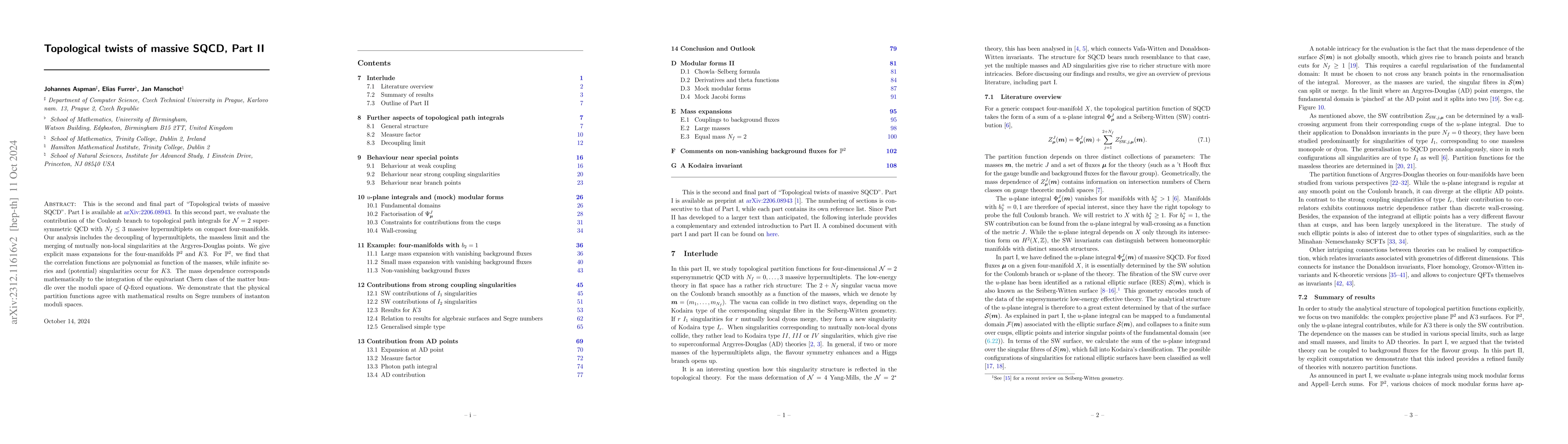 Thumbnail for Topological twists of massive SQCD, Part II