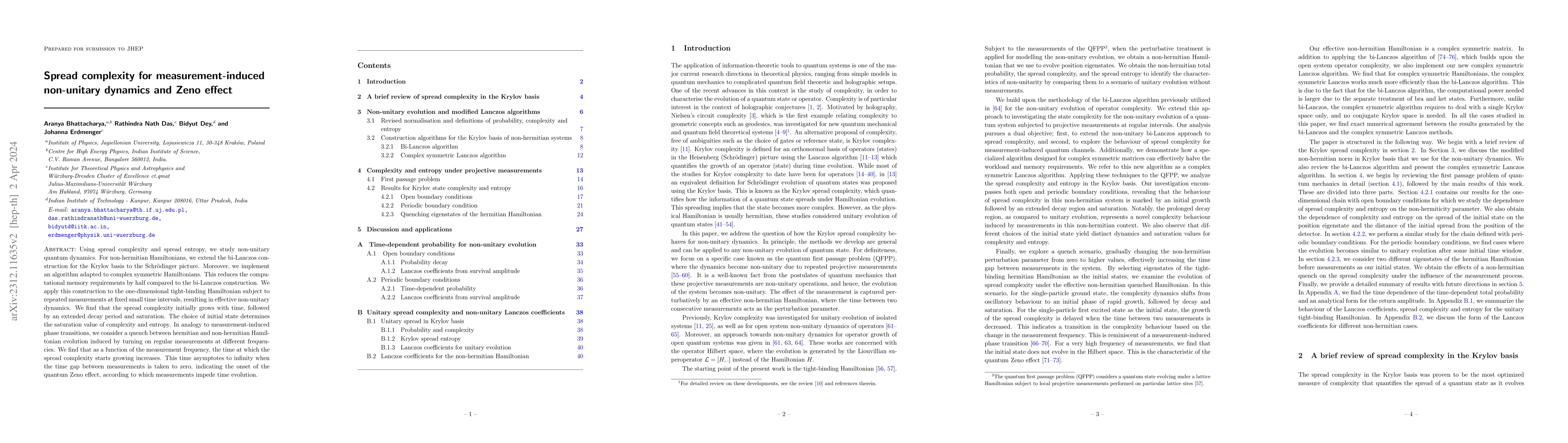 Thumbnail for Spread complexity for measurement-induced non-unitary dynamics and Zeno
  effect