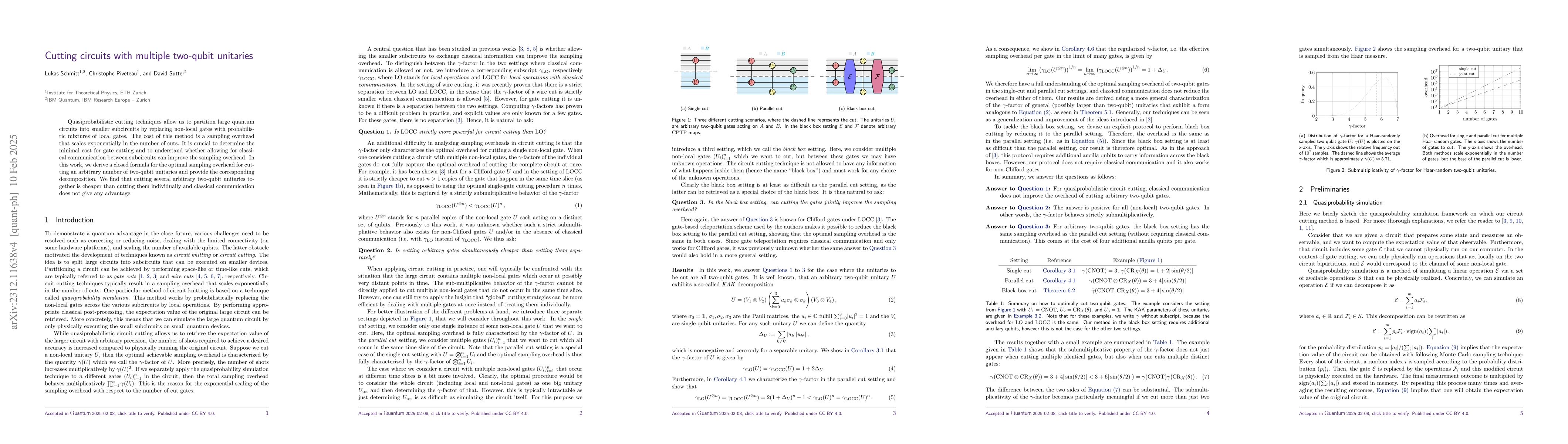 Thumbnail for Cutting circuits with multiple two-qubit unitaries