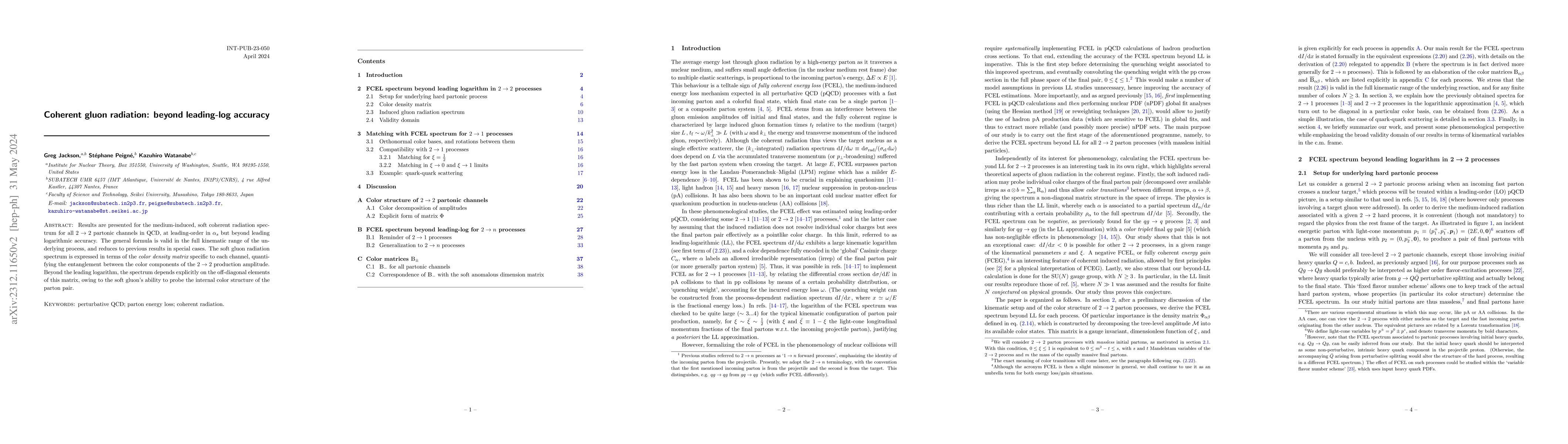 Thumbnail for Coherent gluon radiation: beyond leading-log accuracy