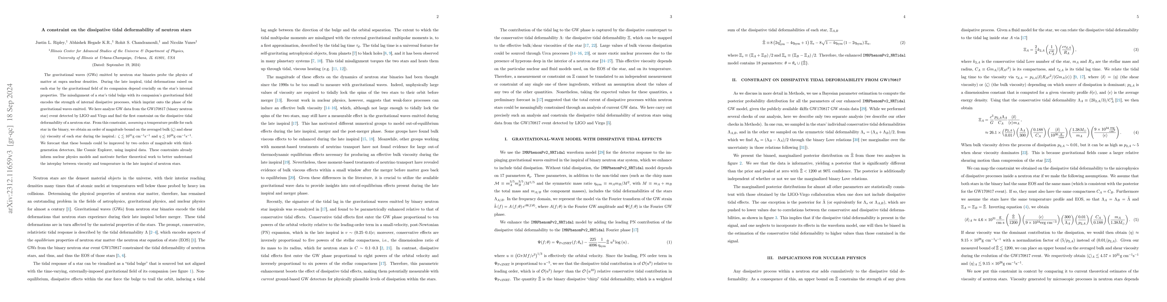 Thumbnail for First constraint on the dissipative tidal deformability of neutron stars