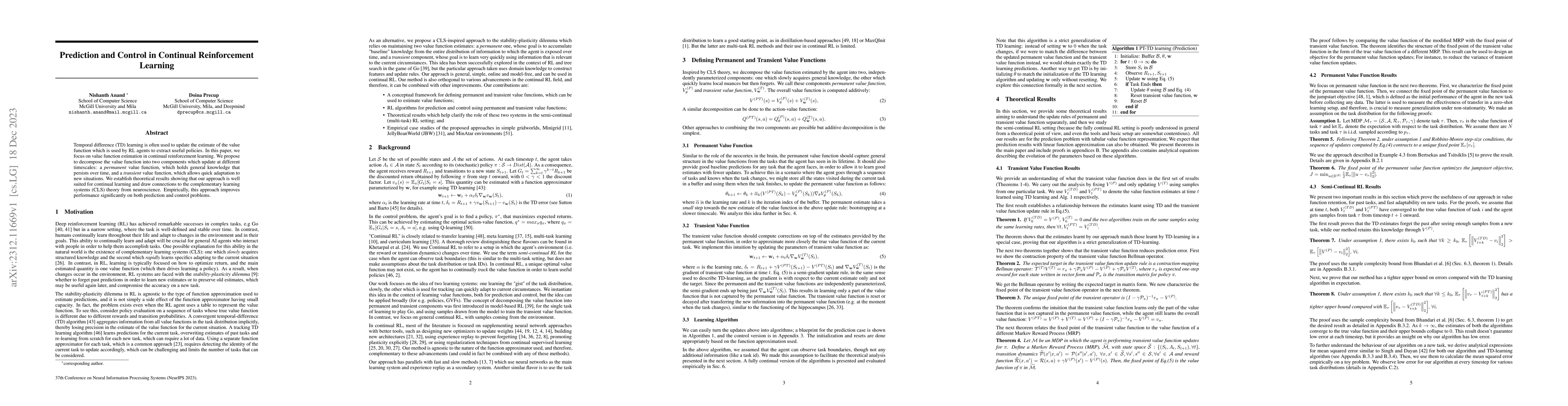 Thumbnail for Prediction and Control in Continual Reinforcement Learning