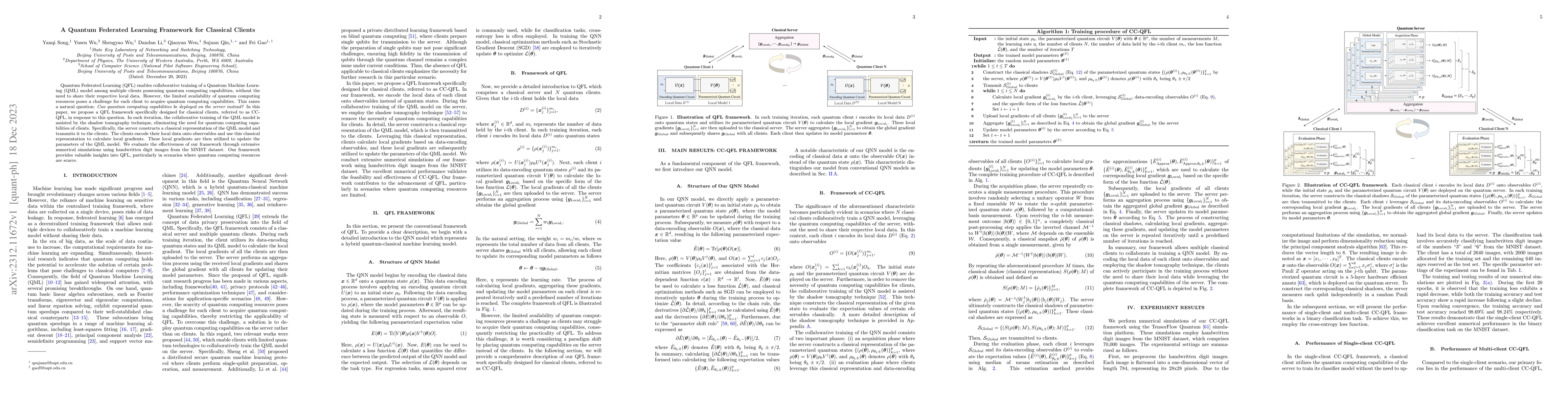 Thumbnail for A Quantum Federated Learning Framework for Classical Clients